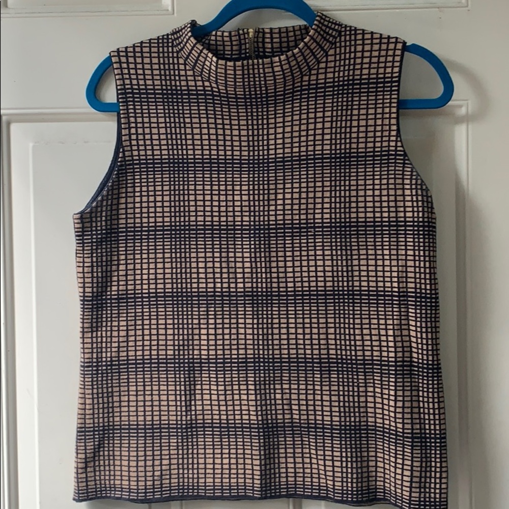 Vince Camuto Checkered Mock Neck Tank